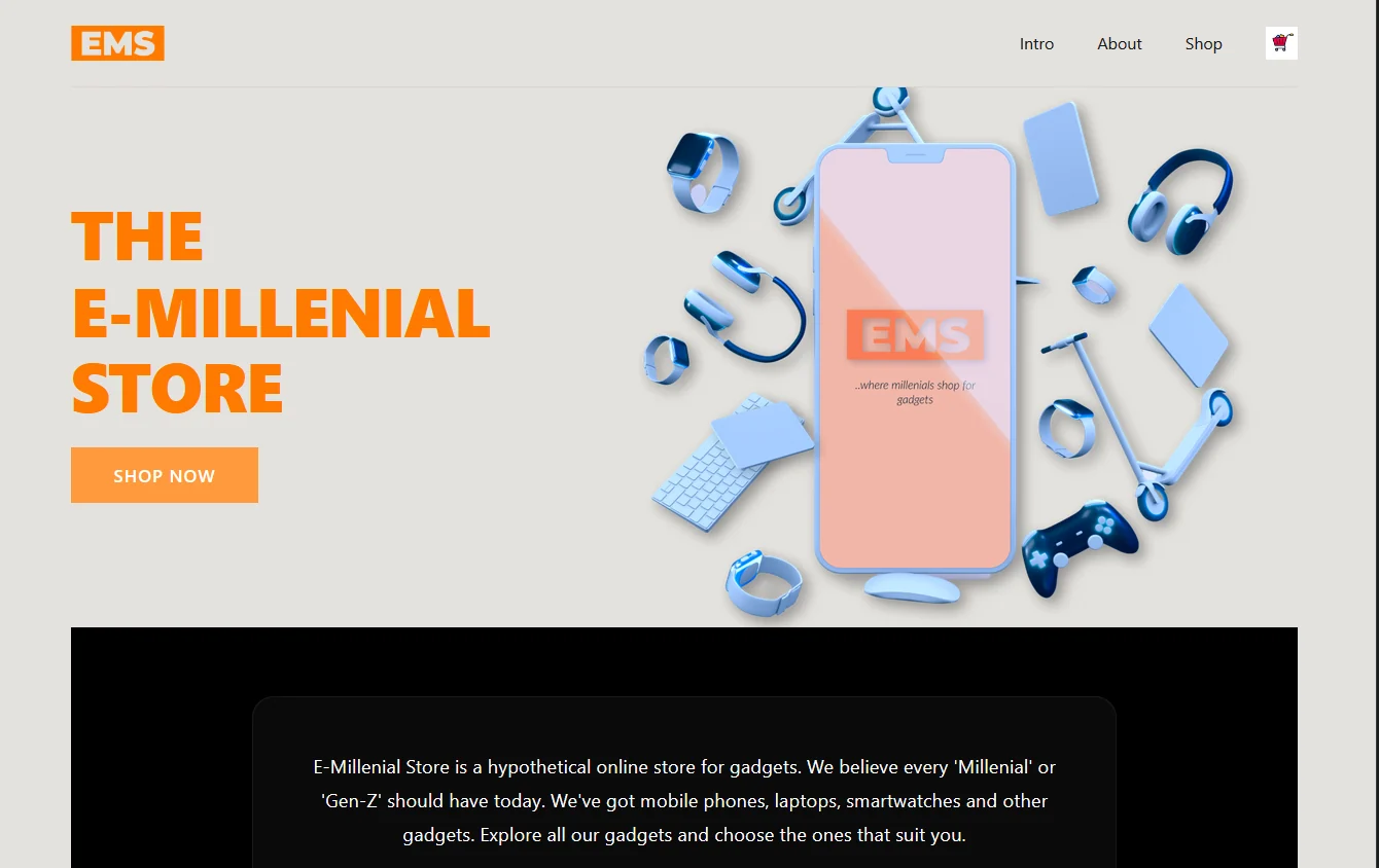 E-Millenial Store project screenshot